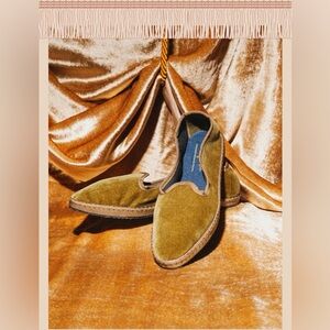 Moss Green Italian Friulana Loafer Slipper made by Allagiulia US size 8